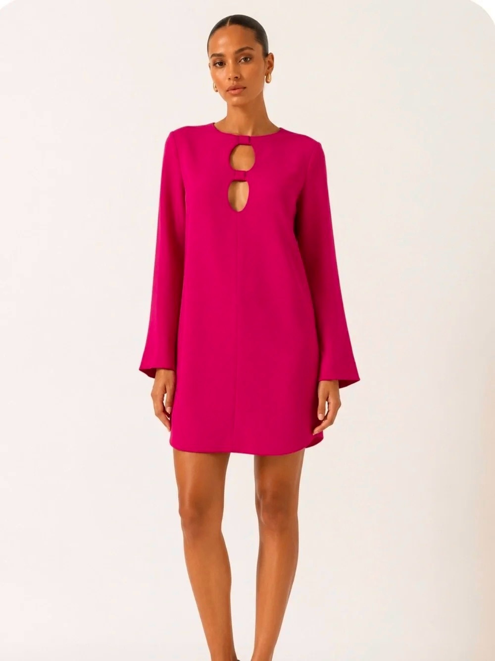 Zara Neon Fuchsia Double Cutout Mini Dress (Size L)